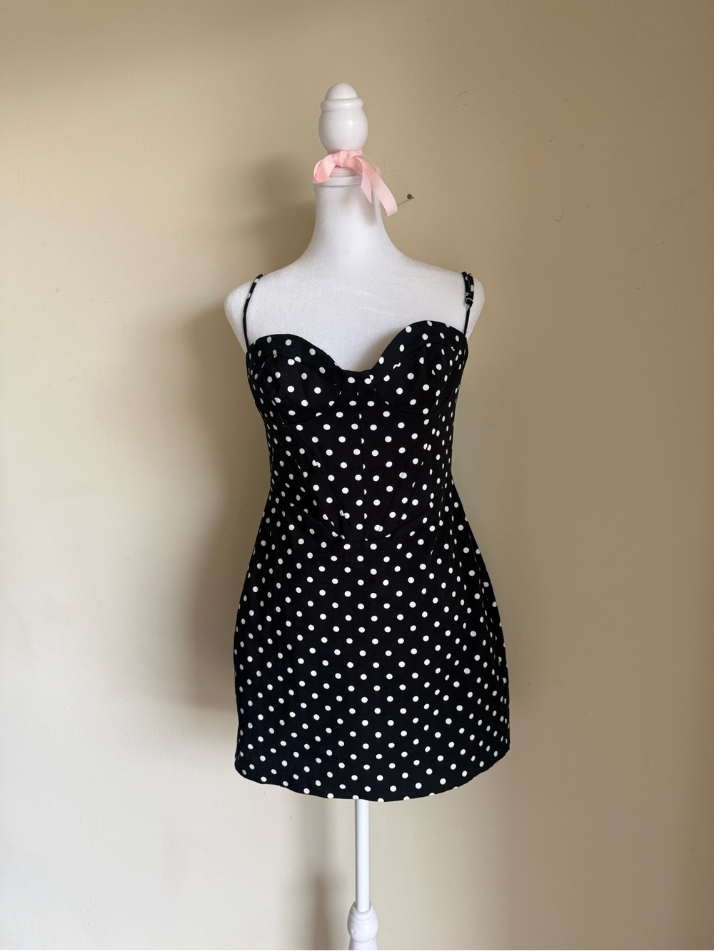 Zara Black Polka Dot Sweetheart Mini Dress